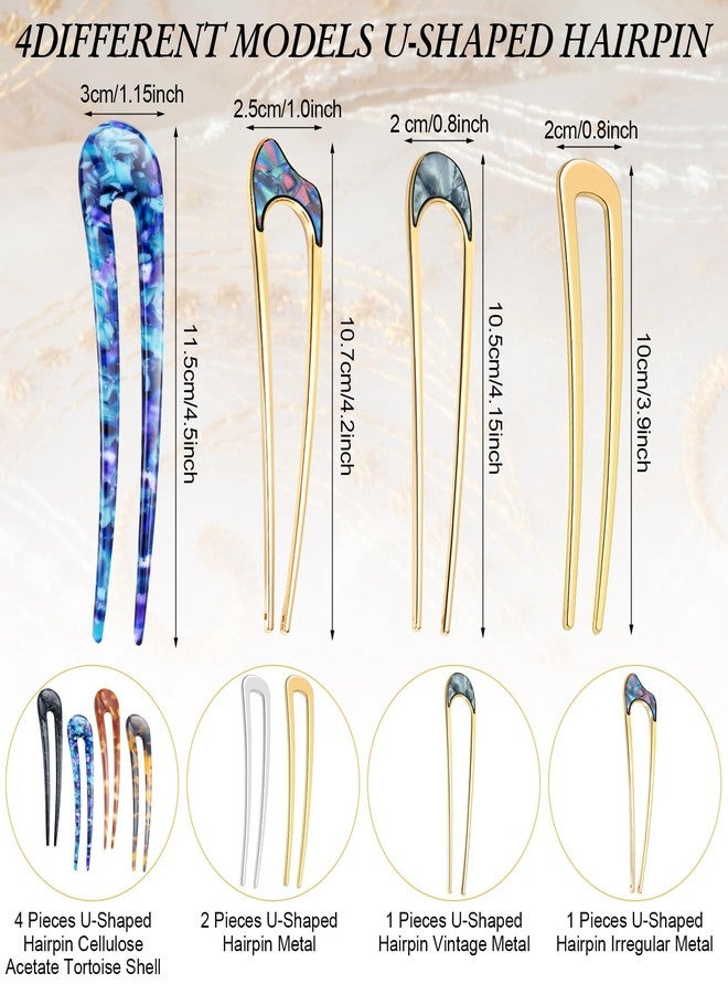 تشوانغ دي 8 قطع من دبابيس الشعر على شكل حرف U، دبابيس فرنسية، دبابيس شعر معدنية عتيقة على شكل حرف U، دبابيس شعر على شكل شوكة، إكسسوارات تصفيف شعر للنساء والفتيات (أنماط كلاسيكية) - Image 2